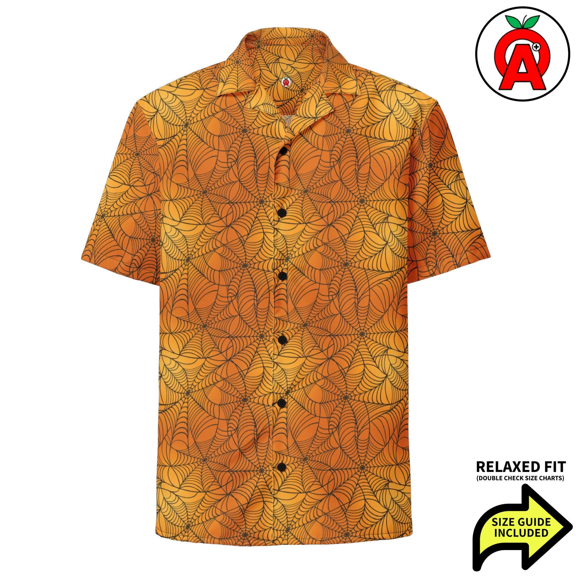 Spiderweb Hawaiian Shirt Button Down, Cobweb Aloha Shirt, Gothic
