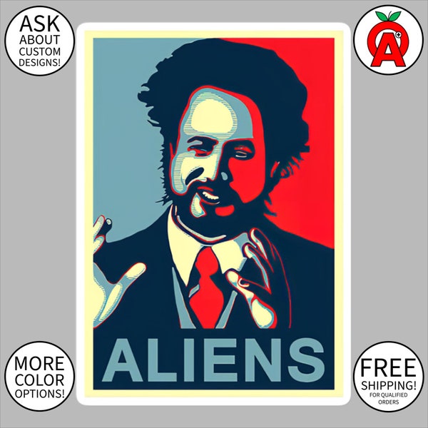 Giorgio Tsoukalos Aliens Vinyl Bubble-Free Sticker- for Laptops Water Bottles Notebooks