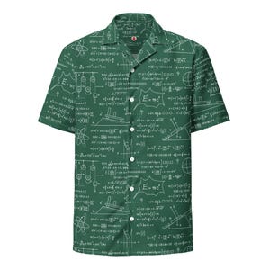 Camicia hawaiana unisex per adulti con bottoni, vestibilità comoda e traspirante, modello con equazioni di fisica, ingegneria e matematica, UPF50