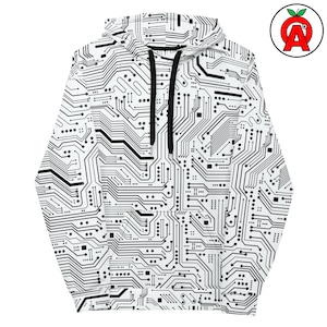 Circuit Board Hoodie, Electrical Engineer Unisex Sweatshirt, Electronics Long Sleeve Top, PCB Hooded Sweatshirt, Wiring Relaxed Unisex Fit