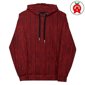 Matrix Code Hoodie, Binary Pattern AOP Hoodie, Cyberpunk Unisex Top, Programming Graphic Pullover, Hacker Soft Sweater