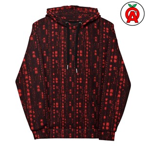 Digital Code Hoodie, Binary Pattern AOP Hoodie, Cascading Data Unisex Top, Hacker Aesthetic Graphic Pullover, Tech Culture Soft Sweater