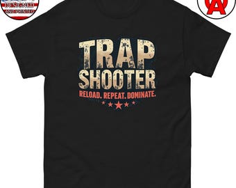 Trap Shooter Clay Crushing Machine T-Shirt, Skeet Shooting Graphic Tee, Shotgun Sports Short Sleeve Top, Sporting Clays Crew Neck Tee
