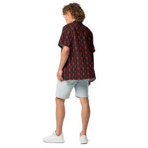 Binary Code Hawaiian Shirt, Digital Aloha Shirt, Cyberpunk Tropical Button Down, Hacker Oversized Beach Top, Tech Noir Button Up Resort Wear
