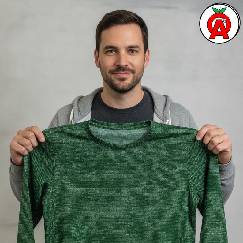 A male developer in his 30s wearing casual tech wear showing off Programming Code Script Pattern Long Sleeve T-Shirt, Graphic Tee, Crew Neck Tee, Unisex Shirt, Printed Casual Top