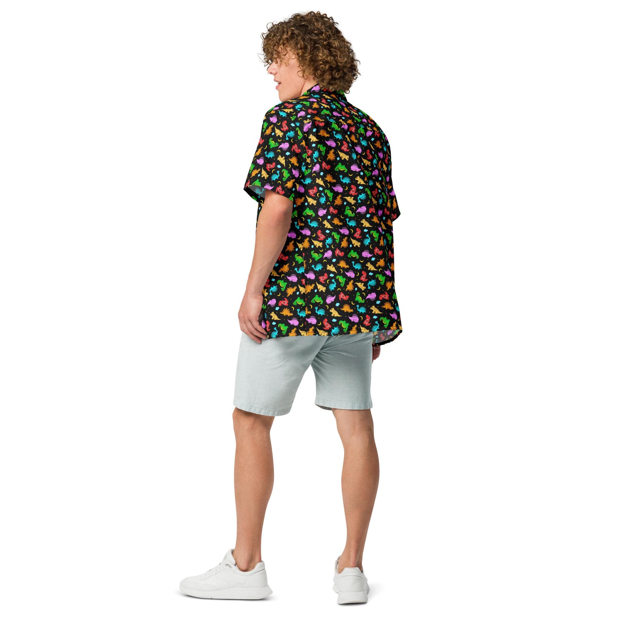 FJAUOQ Camicia Hawaiana da Uomo Funky a Maniche Corte con Draghi Cinesi