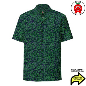 Fire Hawaiian Shirt, Flame Button Down, Green Tropical Shirt, Blaze Aloha Shirt, Flames Gift & Fire Enthusiasts