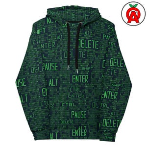 Programming Code AOP Hoodie, Binary Pattern Unisex Top, Developer Graphic Pullover, Coder Soft Sweater