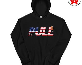Sudadera con capucha unisex para adultos, ideal para tiro al plato, cazador de platos deportivos, diseño de bandera estadounidense para deportes de escopeta.