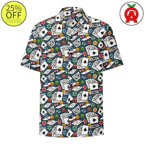 Camisa de botões unissex premium para amantes de pôquer - Presente havaiano para entusiastas de cassino e jogos de cartas
