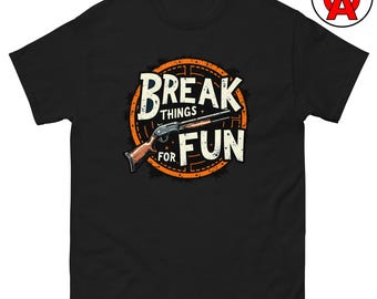 Camiseta unisex para adultos "I Break Things for Fun", camiseta de tiro al plato, regalo para tiro al plato, camiseta de arcilla deportiva, regalos para tiradores, cazadores y tiradores.