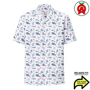 Jesus Fish Ichthus Ichthys Faith Savior Pattern, Adult Unisex All-Over Relaxed Fit Button Up Hawaiian Shirt