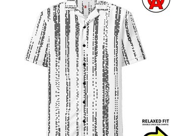 Code Hawaiian Shirt, Math Adult Unisex Short Sleeve Shirt, Binary All-Over Relaxed Fit Button Down Shirt, Matrix Relaxed Fit Aloha Shirt