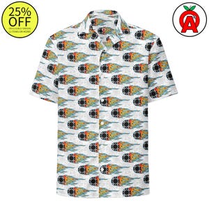 Maglietta da poker con semi di carte da gioco - Camicia unisex per adulti con bottoni, vestibilità comoda e ampia, regalo da casinò, abbigliamento da gioco, serata di gioco, stile Las Vegas