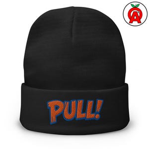 Pull Beanie Hat, Trap Shooting Knit Beanie, Skeet Shooting Winter Hat, Sporting Clays Cuffed Hat, Range Sports Toboggan, Soft Warm Knit