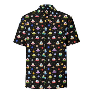 UFO Hawaiian Shirt, Alien Button Down, Stargazer Button Up, Space Short Sleeve, Extraterrestrial Unisex, UFO Relaxed Fit, Quick Dry, UPF50+