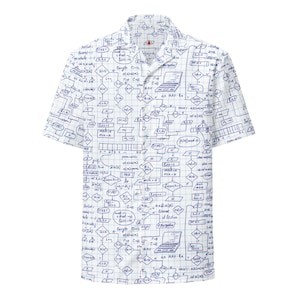 Modèle d'organigramme informatique, chemise hawaïenne boutonnée ample unisexe adulte, évacuation de l'humidité, cadeau pour programmeur UPF 50+