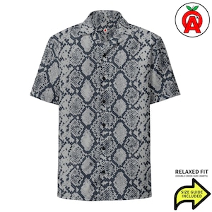 Snakeskin Hawaiian Shirt, Python Button Down, Reptile Aloha Shirt, Exotic Camp Shirt, Wildlife Beach Top, Animal Vacation Wear