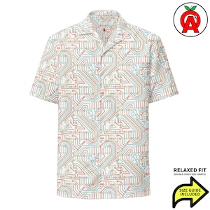 Camisa havaiana com estampa de placa de circuito impresso, camisa havaiana para engenheiro técnico, camisa de acampamento para programador, camisa de botão para eletrônica.