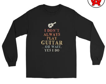 Camiseta engraçada de manga comprida com tema de guitarra - Presente perfeito para músicos e guitarristas.