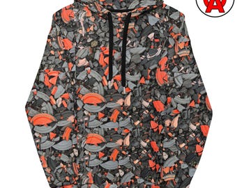 Clay Pigeon Trap Skeet Sporting Clay Pattern, All-Over Adult Unisex Hoodie Sweatshirt, Trap Shooter Marksman Target Range Birthday Gift