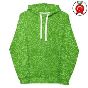 Circuit Board AOP Hoodie, Electronics Unisex Top, PCB Graphic Pullover, Tech Soft Sweater