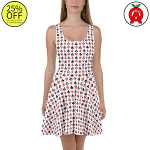 Vestido de patinadora de cartas con estampado de póker, Texas Hold'em y blackjack para fanáticos del casino y las fiestas: un atuendo divertido y elegante.
