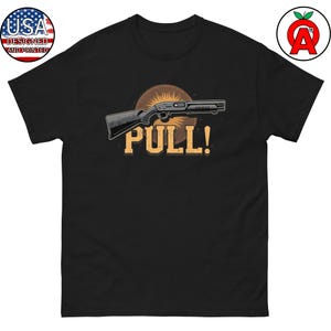 Unique Shotgun Clay Pigeon Pull Shirt for Trap Shooting Enthusiasts