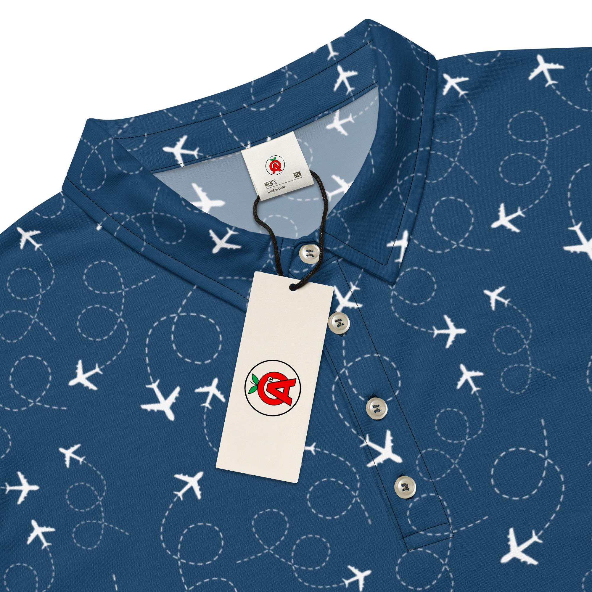 Airplane Polo Shirt, Aircraft Slim Fit, Aviation Golf Shirt 