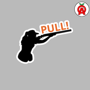 Pull Female Shooter Silhouette, Vinyl Bubble-Free Water-Proof Sticker, Skeet Trap Clay Sport, Women Shooter Outdoors Gift