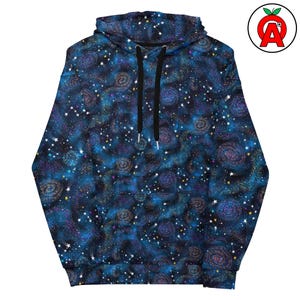Galaxy Hoodie, Space AOP Hoodie, Stars Unisex Top, Nebula Graphic Pullover, Cosmic Soft Sweater