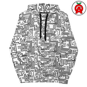 Hoodie mit Leiterplattenmotiv (AOP), Unisex-Oberteil für Elektronik, Pullover mit PCB-Grafik, weicher Pullover mit Verdrahtungsmotiv