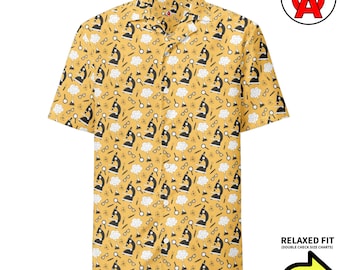 Science Hawaiian Shirt, Chemistry Short Sleeve Button Down, Lab Relaxed Fit Shirt, Vintner Adult Unisex Shirt, Quick Dry, UPF50+ Material