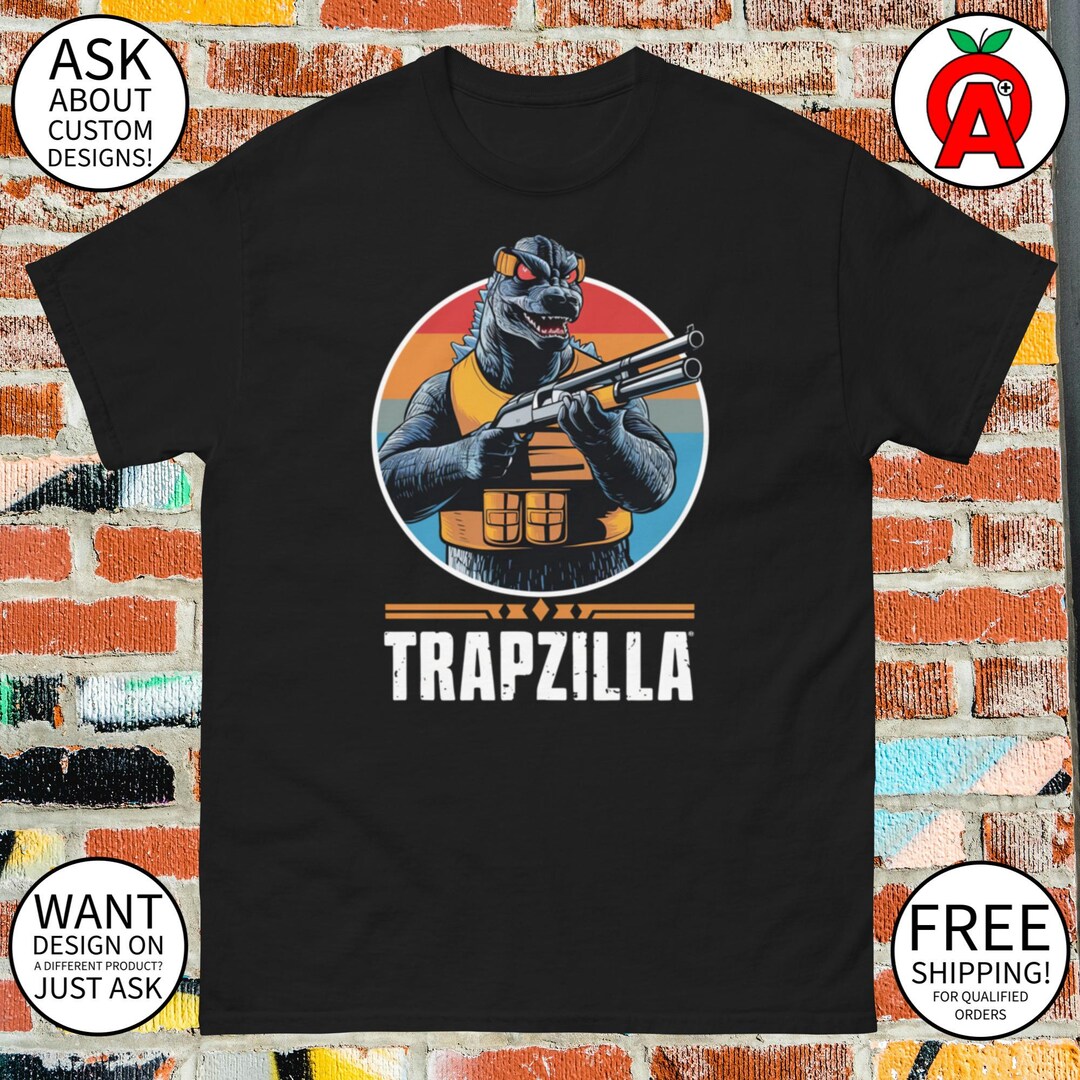 Trapzilla Shotgun Dinosaur T-shirt - Fun Gift for Shooting Enthusiasts ...