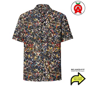 Shotgun Shell Hawaiian Shirt, 12 Gauge Adult Unisex Short Sleeve Shirt, Trap All-Over Relaxed Fit Button Down Shirt, Skeet Aloha Shirt