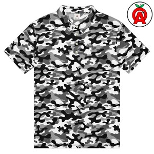 Striking Camo Print Slim Fit Polo Shirt for Outdoor Enthusiasts & Tactical Gear Enthusiasts ~ Breathable Polyester Tee for Hunting - Golf