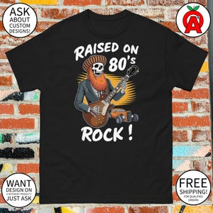 Vintage Raised on 80&#39;s Rock T-Shirt - Unisex Music Lover Gift - Retro Concert Apparel - Classic Rock Enthusiasts Nostalgic Tee-Shirt