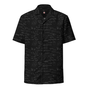 Engineering Mathematical Equations Pattern, Adult Unisex All-Over Relaxed Fit Button Up Hawaiian Shirt, Moisture Wicking UPF50+ Material