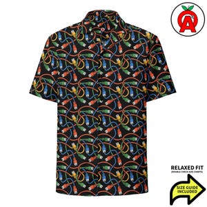 Camisa hawaiana con cable de red RJ45, unisex para adultos, corte relajado, con botones, estilo Aloha, poliéster reciclado, absorbe la humedad.