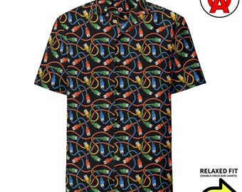 RJ45 Network Cable Hawaiian Shirt, Ethernet Button Down, Network Engineer Aloha Shirt, Programmer Camp Shirt, Cable Tech Button Up