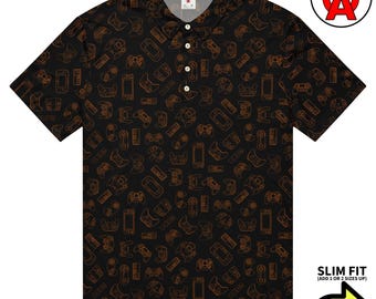 Video Game Polo Shirt, Console Slim Fit, Controller Golf Shirt, Retro Tennis Top, Arcade Athletic Shirt, Player Short Sleeve Unisex Shirt