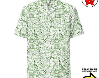 Biology Hawaiian Shirt, DNA Button Down, Chemistry Aloha Shirt, Scientist Camp Shirt, Lab Researcher Beach Top