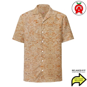 MDF OSB spånskiva snickarmönster, vuxen unisex heltäckande avslappnad passform med knappar, återvunnen polyester, fukttransporterande,