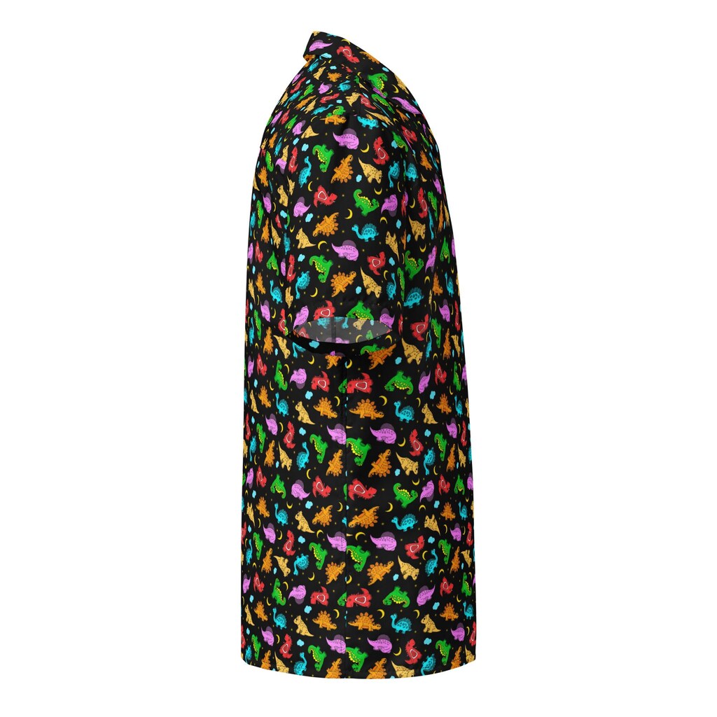 Camicia Hawaiana Con Dinosauri E UFO – Maniche Corte, Leggera, In Poliestere E Spandex, Vestibilità Regular, Taglia XL