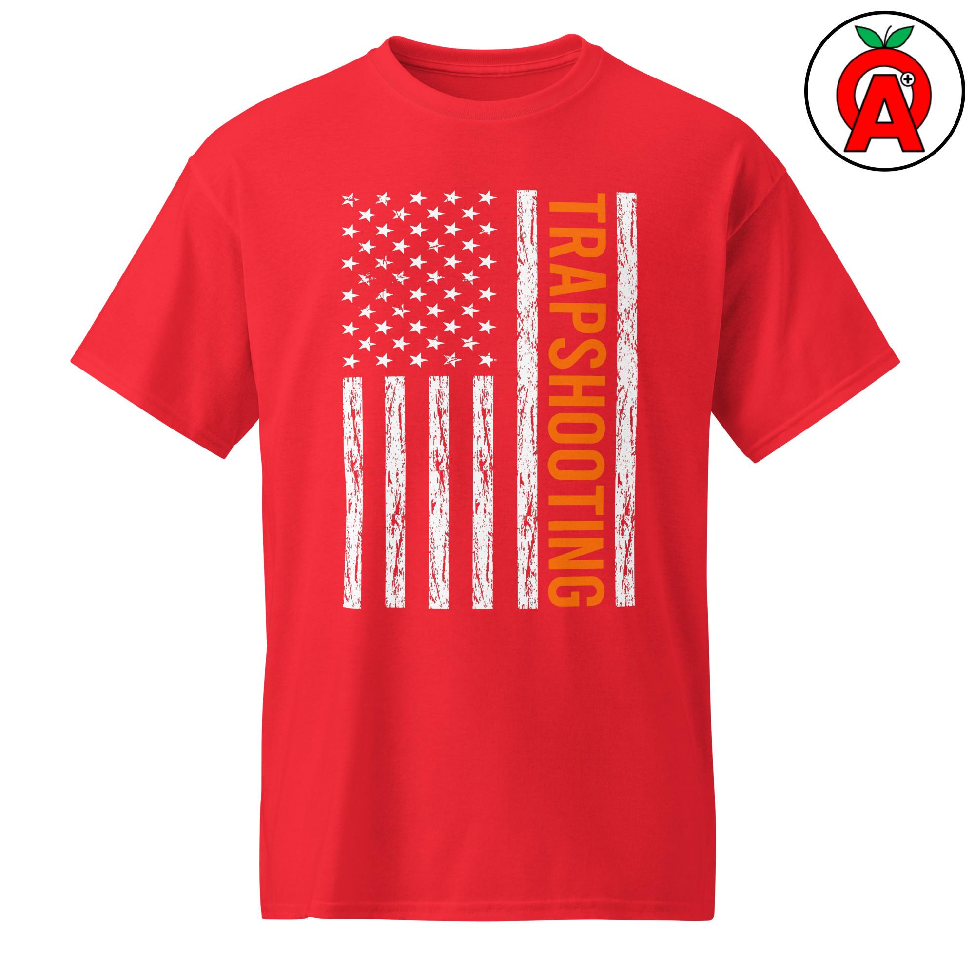 Trap Shooting American Flag Design - Adult Unisex Dryblend T-shirt