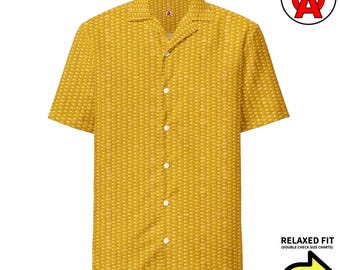 Maiskolben-Muster-Hawaiihemd, Unisex-Kurzarm-All-Over-Relaxed-Fit-Button-Down-Aloha-Hemd