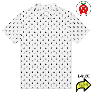Erlenmeyer Flask Pattern, Adult Unisex All-Over Slim Fit Polo Shirt, Science Chemistry Polo, Lab Tech Shirt, Golf Polo, Gift for Chemist