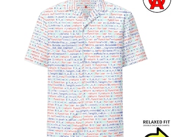 Computer Hawaiian Shirt, Coding Adult Unisex Short Sleeve Shirt, Script All-Over Relaxed Fit Button Down Shirt, Programming Aloha Shirt, Qui