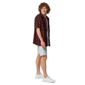 Binary Code Hawaiian Shirt, Digital Aloha Shirt, Cyberpunk Tropical Button Down, Hacker Oversized Beach Top, Tech Noir Button Up Resort Wear