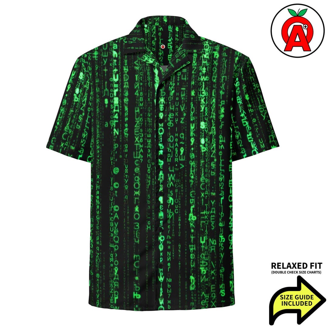 Matrix Code Button-up Shirt - Unisex Binary Code Tech Fashion for ...
